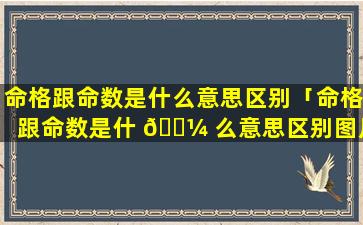 命格跟命数是什么意思区别「命格跟命数是什 🌼 么意思区别图片」